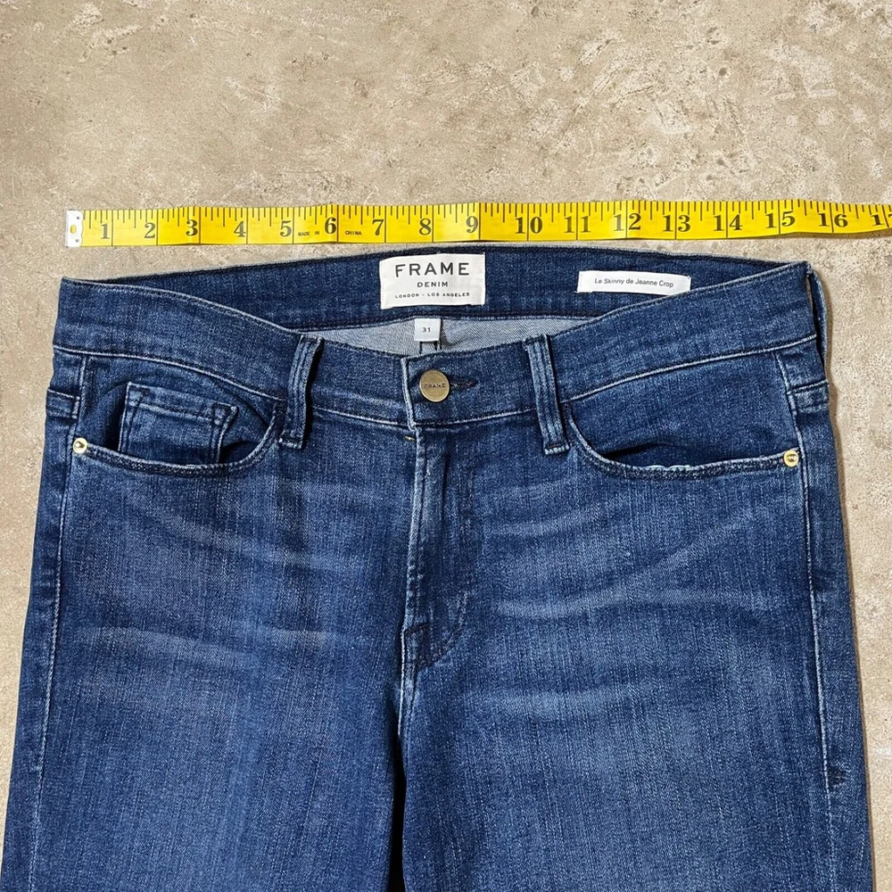 Frame Denim Skinny Cropped Blue Jeans Women's Size 31 Zipper Fly Stretch